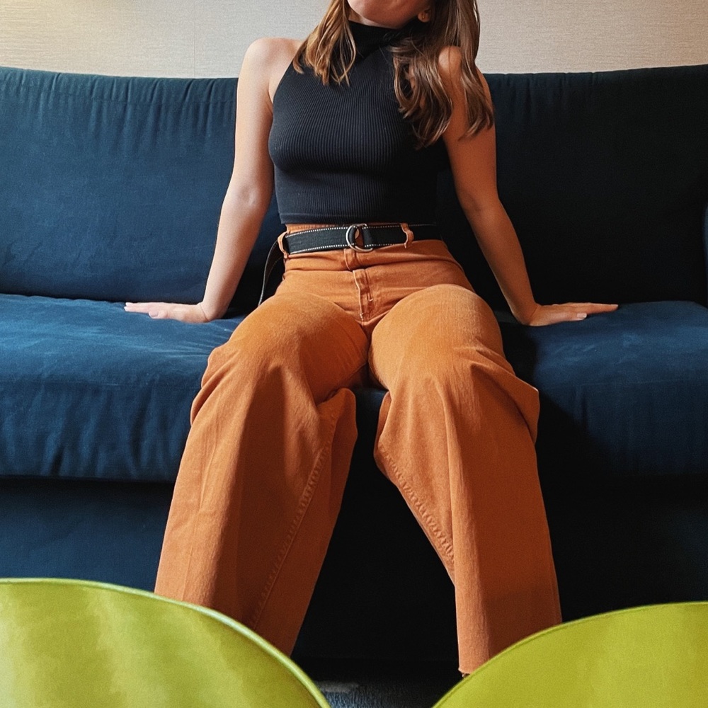 brown marine straight pants